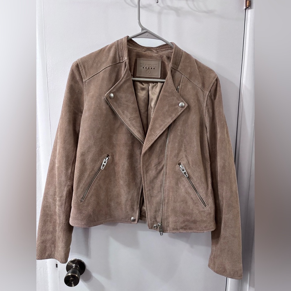 Blank NYC Suede Moto Sand Leather Jacket Edgy Biker